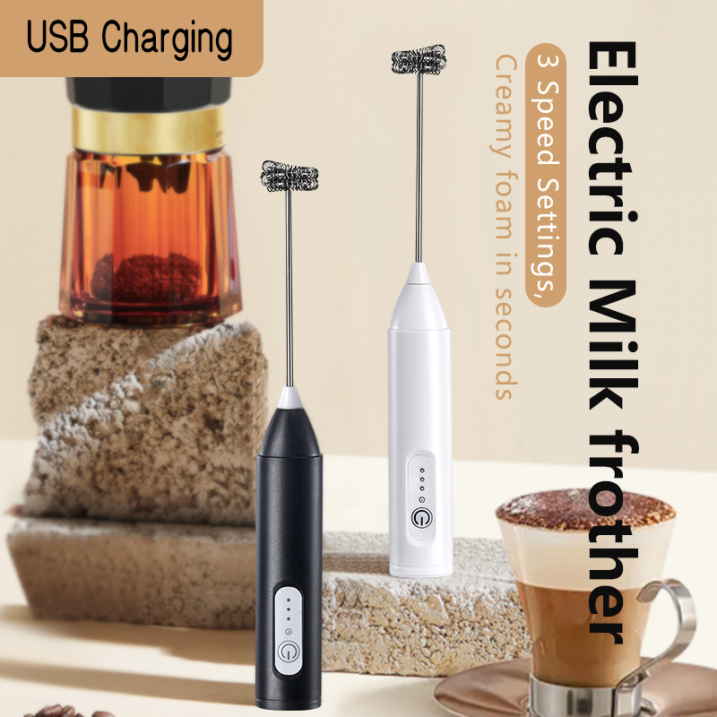 Electric Milk Frother Handheld - ワイヤレスミルク泡立て器電気充電ハンドヘルドブレンダー電気小型コーヒーメーカー泡立て器ミキサーコーヒーカプチーノクリーム