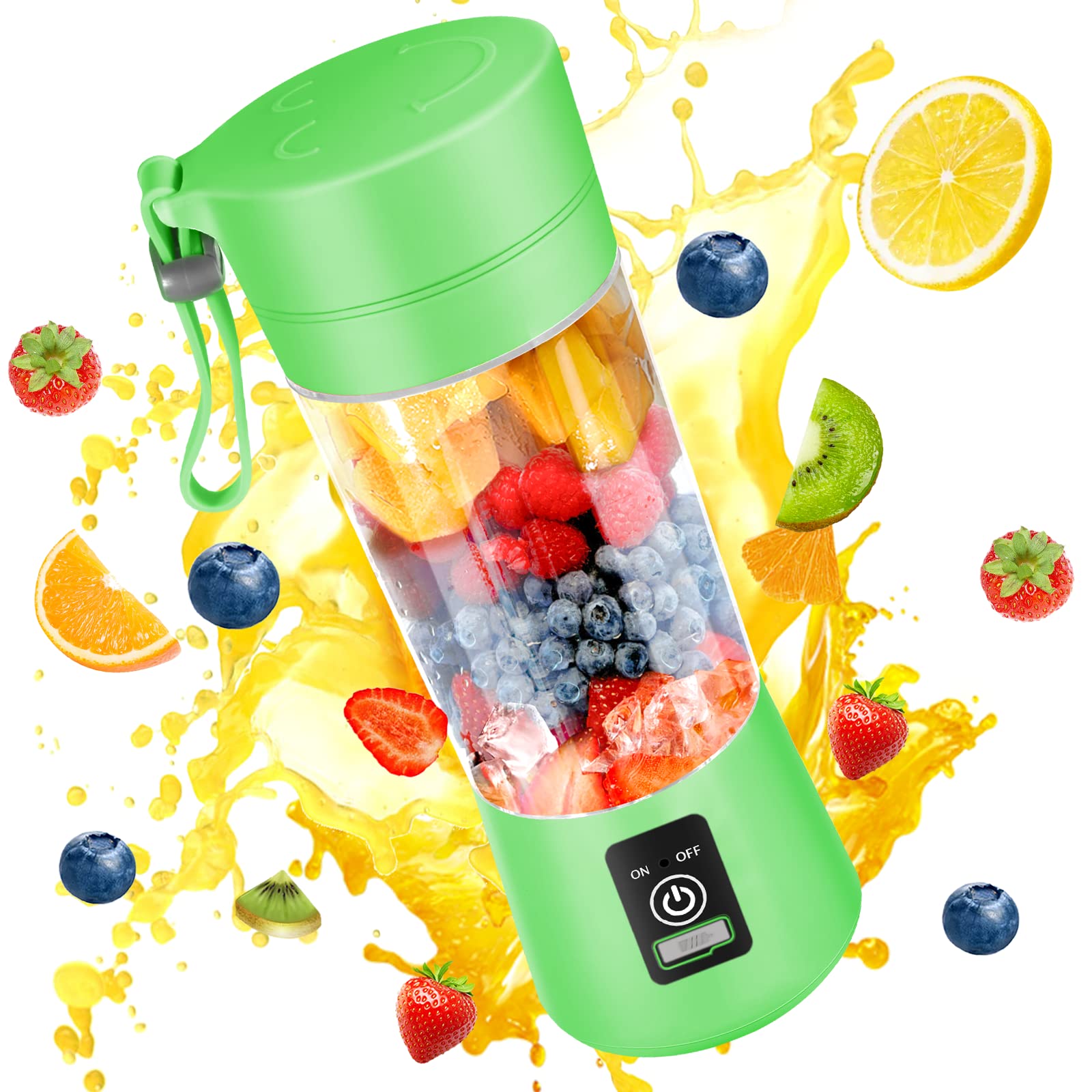 Portable Blender Usb Rechargeable - ポータブルミニ電気ジューサー 380 ミリリットルハンドヘルドスムージーメーカー USB 充電式ブレンダー絞りたてのフルーツオレンジレモンブレンダー