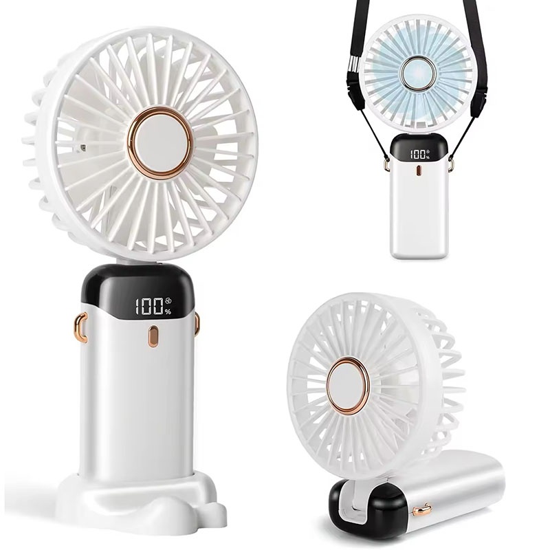 Portable Blender Usb Rechargeable - 5段階風量調節、LEDライト付き、USB充電式、小型折りたたみ式バッテリーファン、寝室、屋内、屋外用の携帯型扇風機