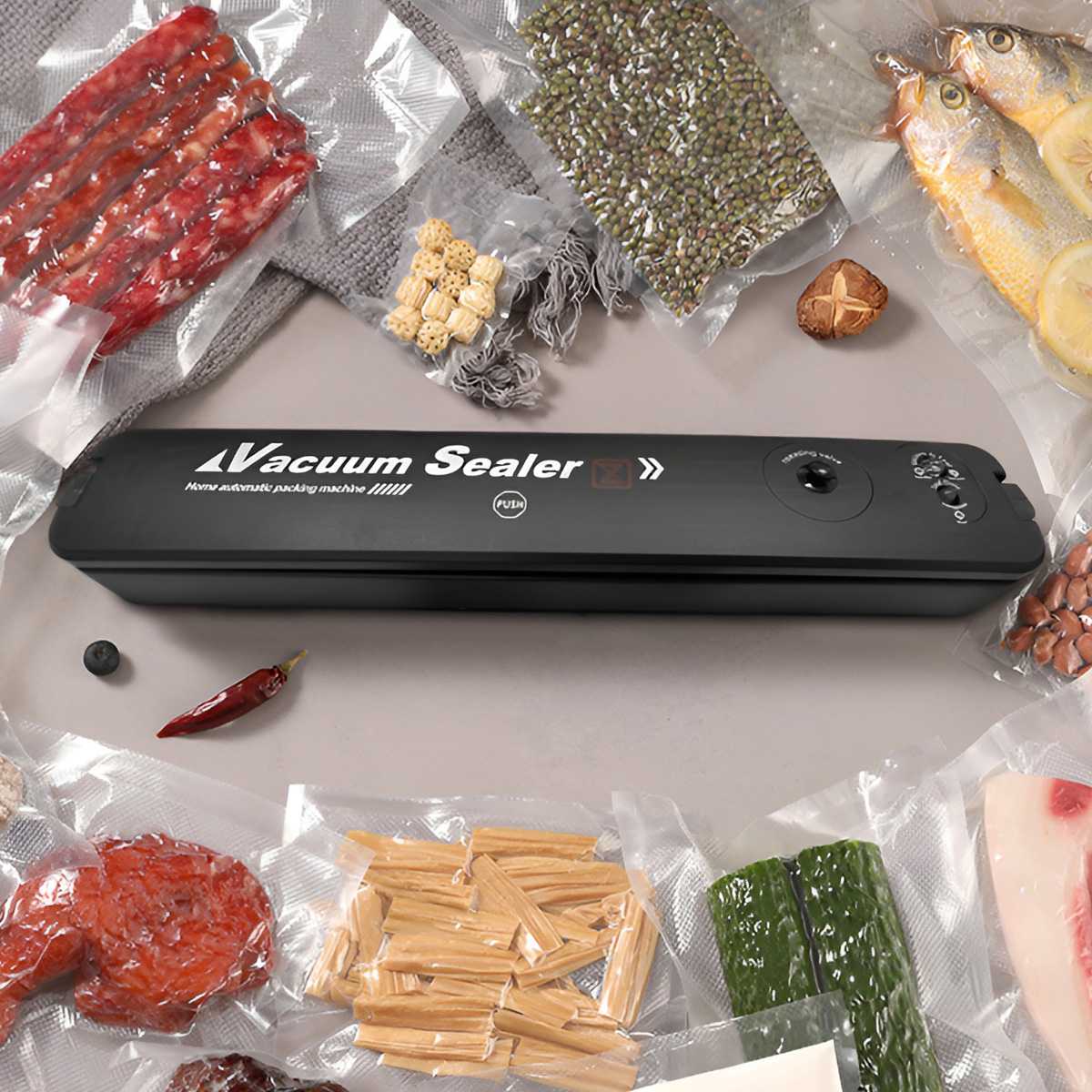 Food Vacuum Sealer Machine - 220V EUプラグ食品真空シーラー包装機、無料10個の真空バッグ付き、家庭用キッチン食品真空シーリング