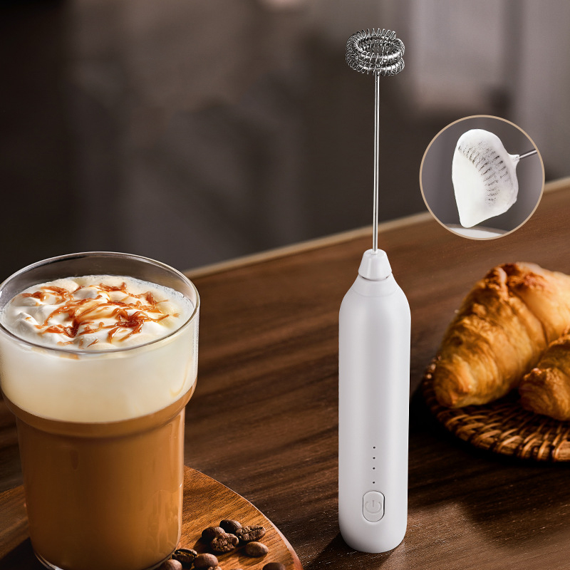 Electric Milk Frother Handheld - 電動コーヒーミルク泡立て器、家庭用コーヒーミルクミキサー、泡立て器、自動キッチンミキシングツール