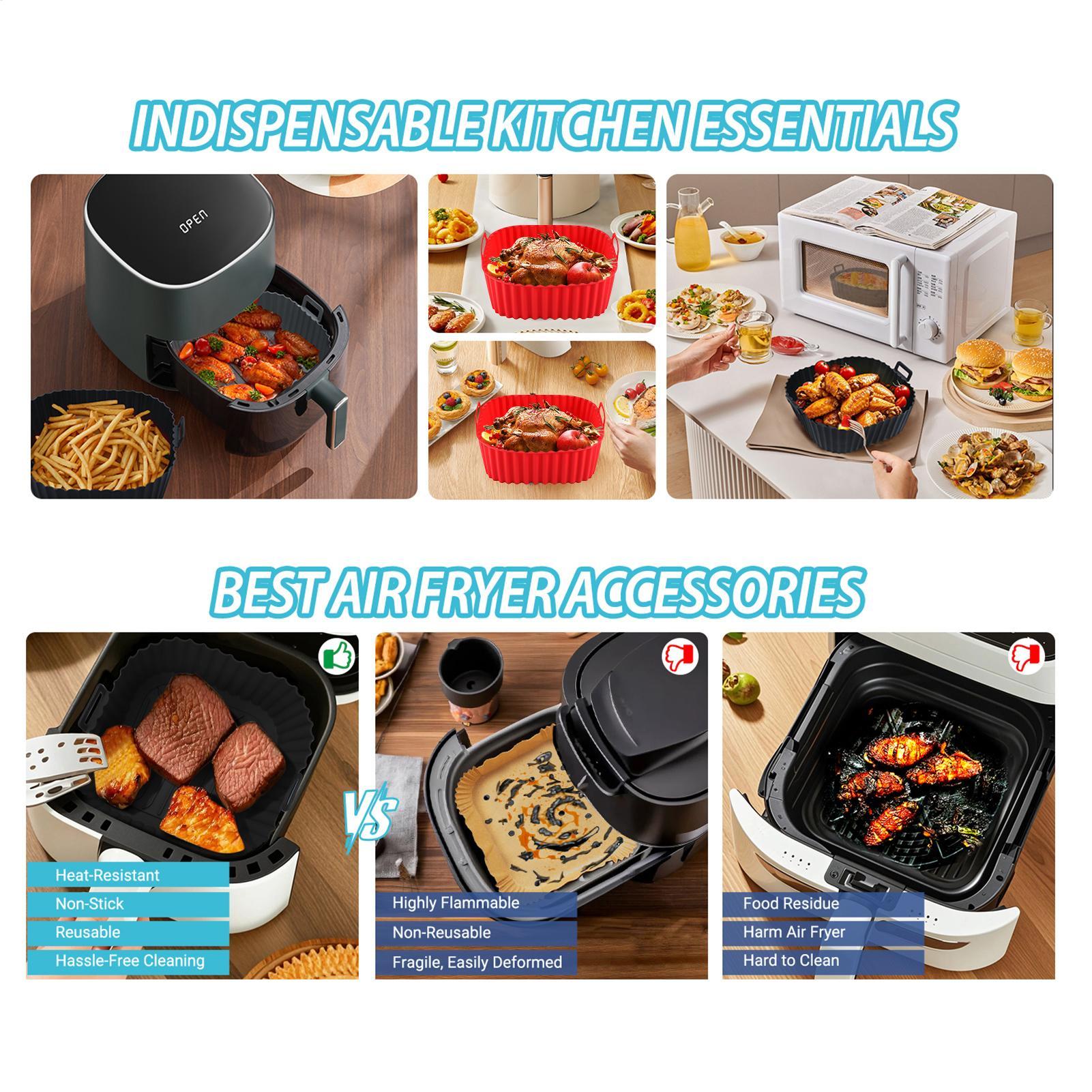 シリコン製エアフライヤーライナー、正方形エアフライヤーバスケ - Air Fryer Silicone Pot Liner のレビューと価格