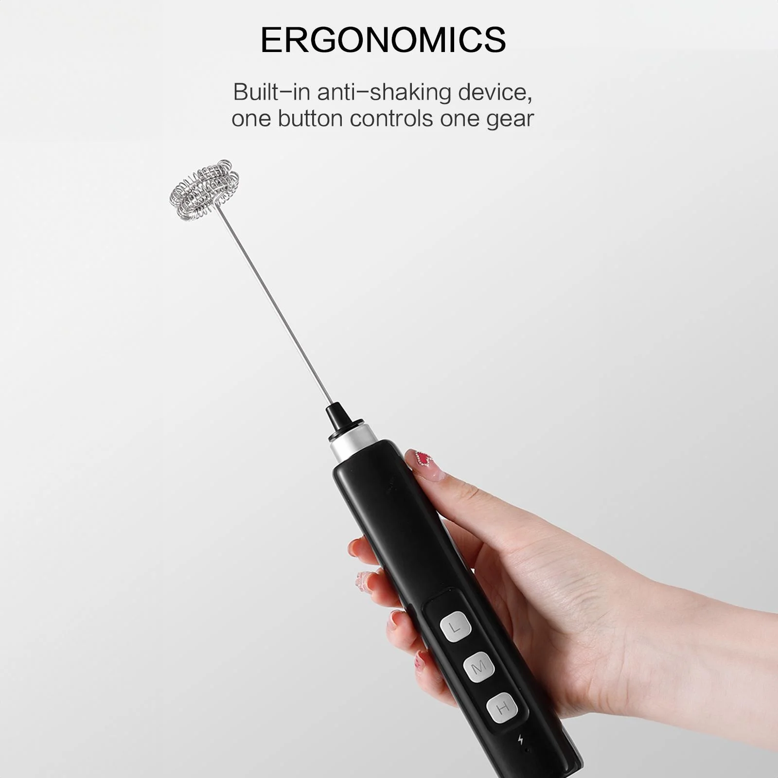 USB充電式ハンドヘルドミルクフォーマー、3段階速度調整付き - Electric Milk Frother Handheld のレビューと価格